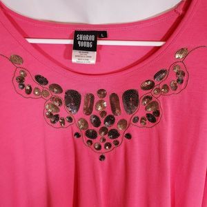 Sharon Young Women's Shirt Sequins Long Sleeve NWT